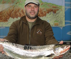 Pagan 5.500 euros por el campanu de Asturias, un salmón de 5,8 kilos